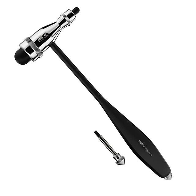 MDF Tromner Neurological Reflex Hammer with Built-in Brush for cutaneous and Superficial responses - Light - HDP Handle - Free-Parts-for-Life & - Black (MDF555P-11)