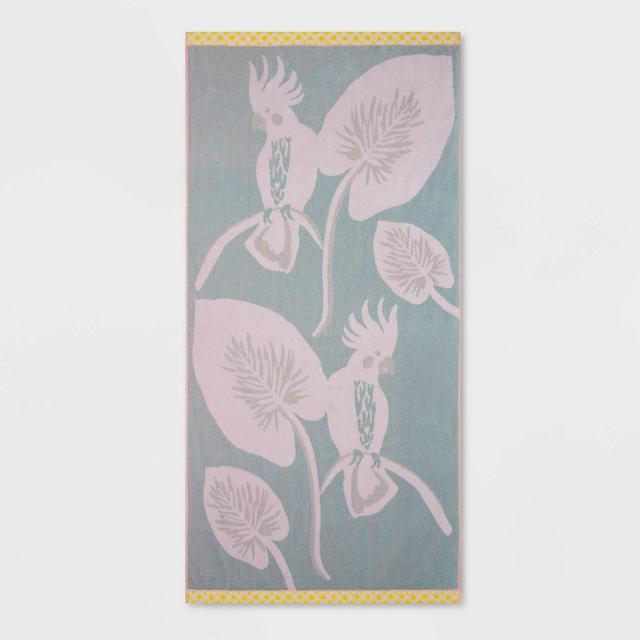 XL Jacquard Cockatoo Beach Towel Aqua - Opalhouse™