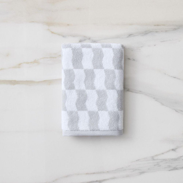 Wavy Block Towel, Hand Towel, Frost Gray