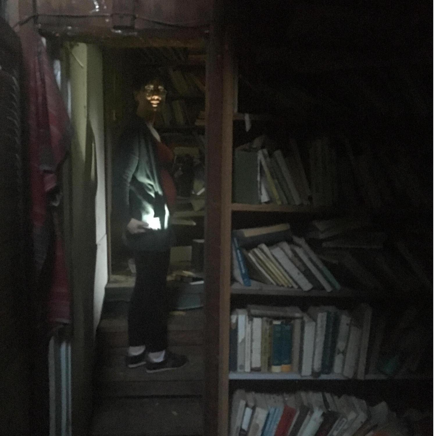 Our Scooby Doo adventure into famed poet Elsa Gidow's bathroom / library.