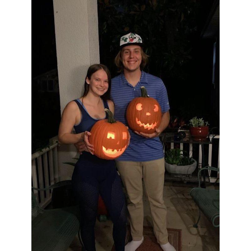 Our first time carving pumpkins together in 2020!