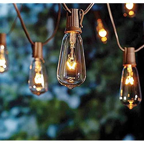 20Ft Edison Christmas String Lights with 22 Glass Clear Edison Bulbs ST40 Vintage Edison String Lights, 7W C9/E17 Screw Base Patio Bistro Backyard Indoor Outdoor Xmas String Lights-Brown Wire
