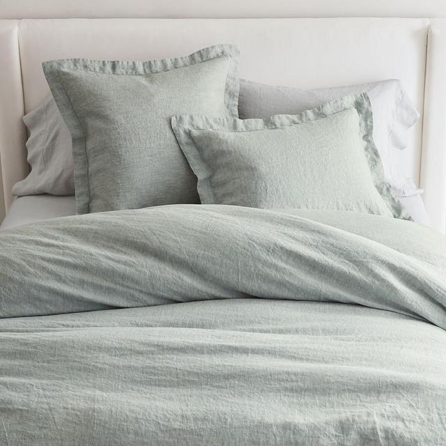 Mineral Blue Belgian Flax Linen Duvet Cover, Full/Queen