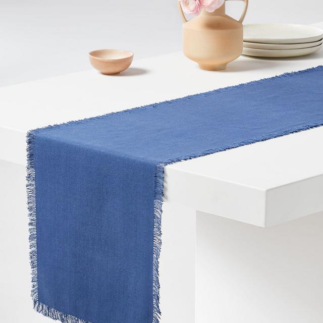 Bonita Indigo 90" Fringe Table Runner