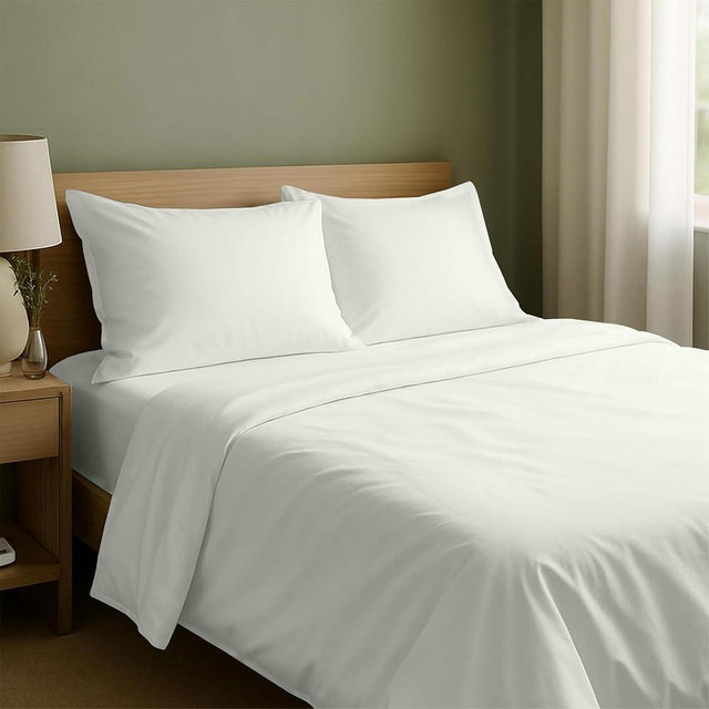 California Design Den Full Size Sheets Set - Natural 100% Cotton Sheets Full Size Bed with Deep Pockets, Soft Sateen Weave, Durable Bedding Set Ivory (Eggshell)