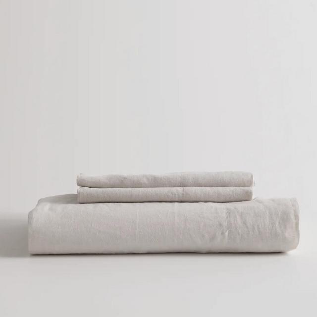 European Linen Fitted Sheet Set- Sand- King