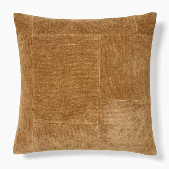 Patchwork Chenille Pillow Cover, 20x20 Dark Camel