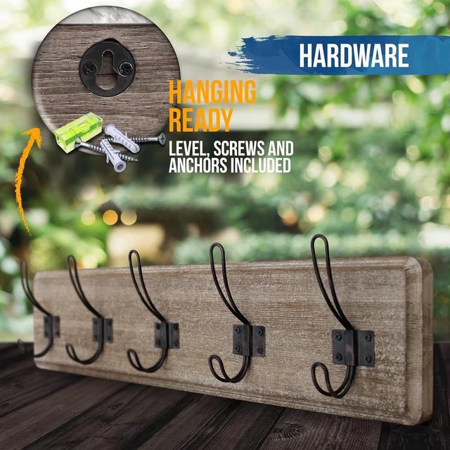 Farmhouse Coat Rack Wall Mount 24inch - Weathered