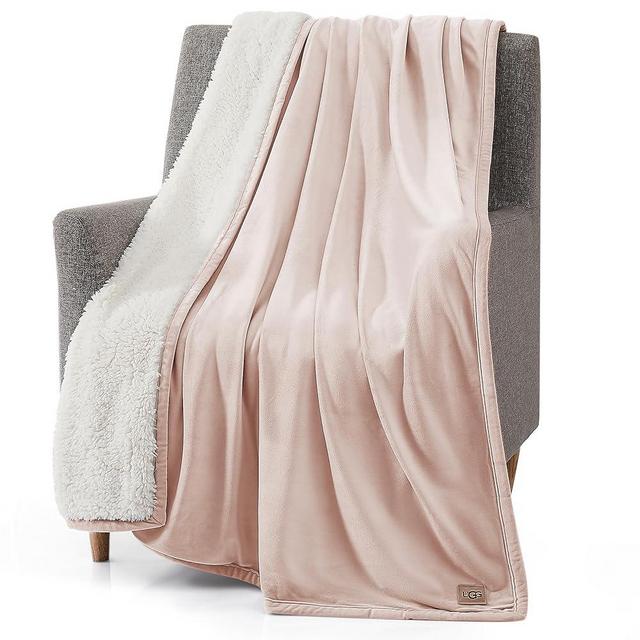 UGG 23852 Bliss Sherpa Fully Reversible Throw Blanket for Couch or Bed Machine Washable Easy Care Soft Plush Luxury Oversized Accent Blankets, 70 x 50-Inch, Quartz
