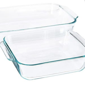 Pyrex Clear Glass Baking Dishes Set – Models 233 (3-Qt) Rectangular and 222 (2-Qt) Square – Glass Oven Bakeware – Perfect for Brownies, Caseroles, and so much More - Made in USA