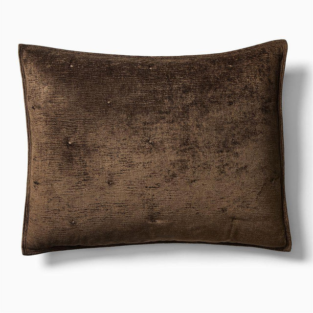 Chenille Tack Stitch Standard Sham, Dark Cognac