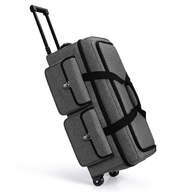 Yarwo Rolling Craft Tote Bag with Wheels Compatible with Cricut Maker, Explore Air 2, Cameo 4, Double Layers Carrying Case for Die Cut Machine and Supplies, Gray