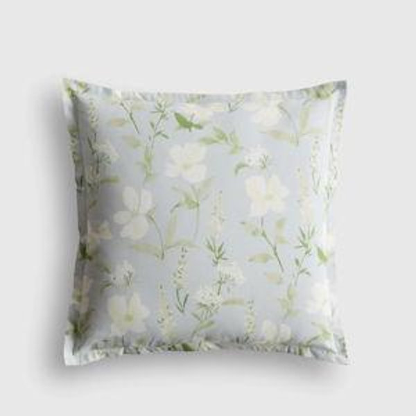 Classic Organic Percale Floral Euro Sham - Blue Garden