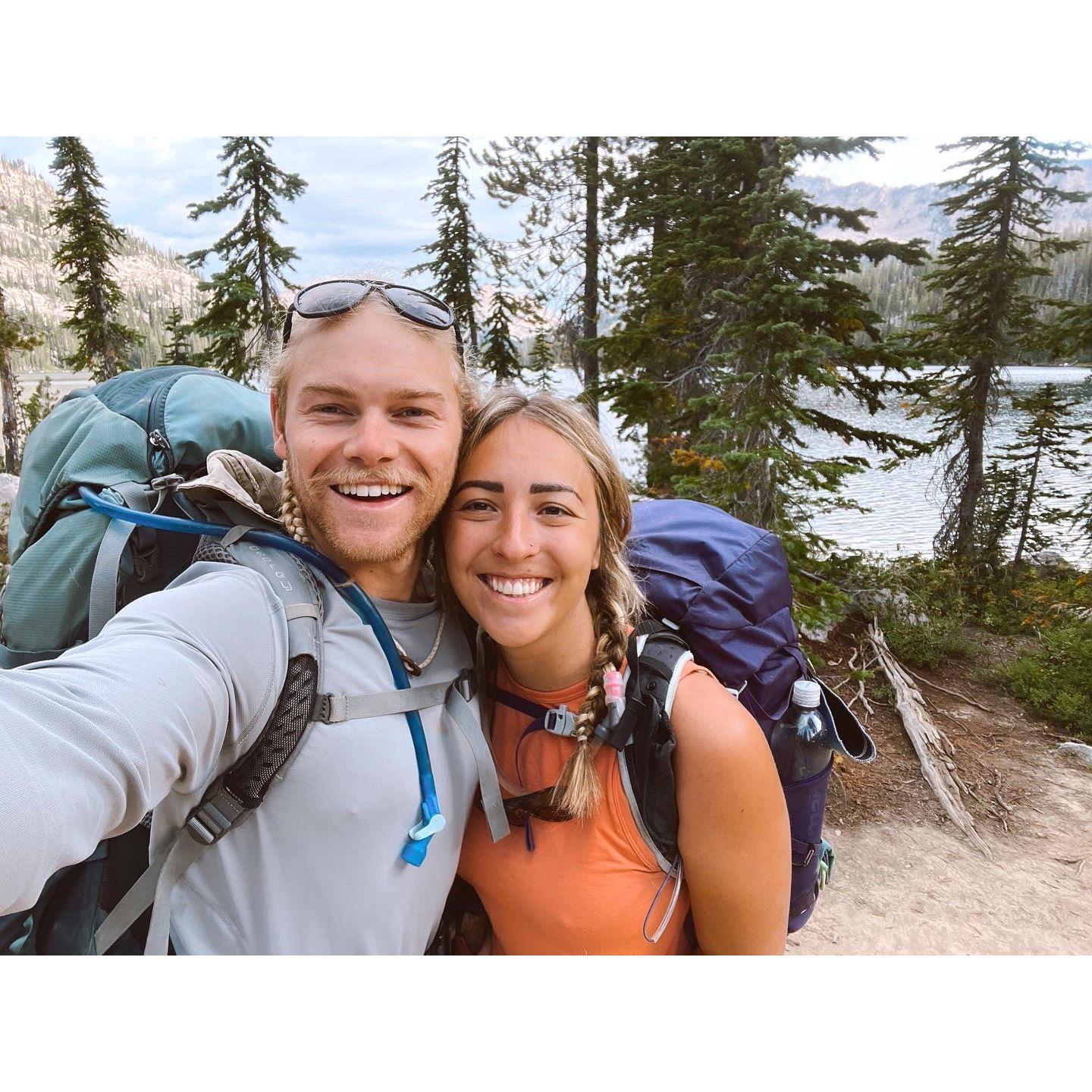 August 2022 - Taken the day after Hans proposed while on our backpacking trip in the Sawtooth Wilderness in ID