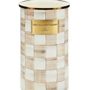 MacKenzie-Childs Check Enamel Utensil Holder Mocha