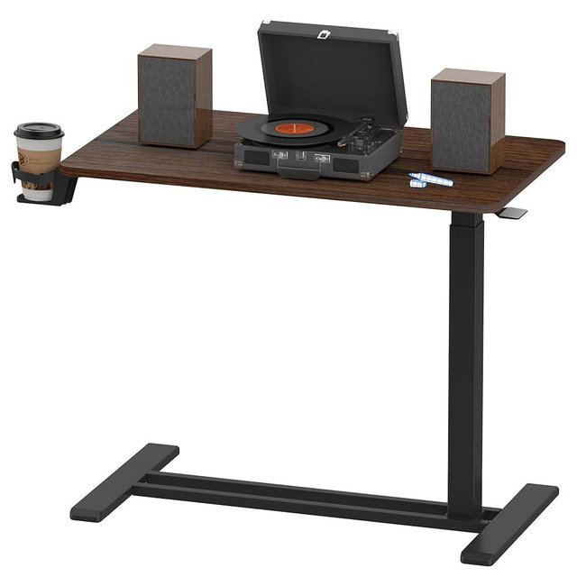 FLEXISPOT Adjustable C Table with Wheels, Mobile Snack Side End Table Sofa Couch Bedside Table Laptop Rolling Cart TV Tray Night Stand for Small Space Side Table(27.6" W x 15.7" D,Rustic Brown)