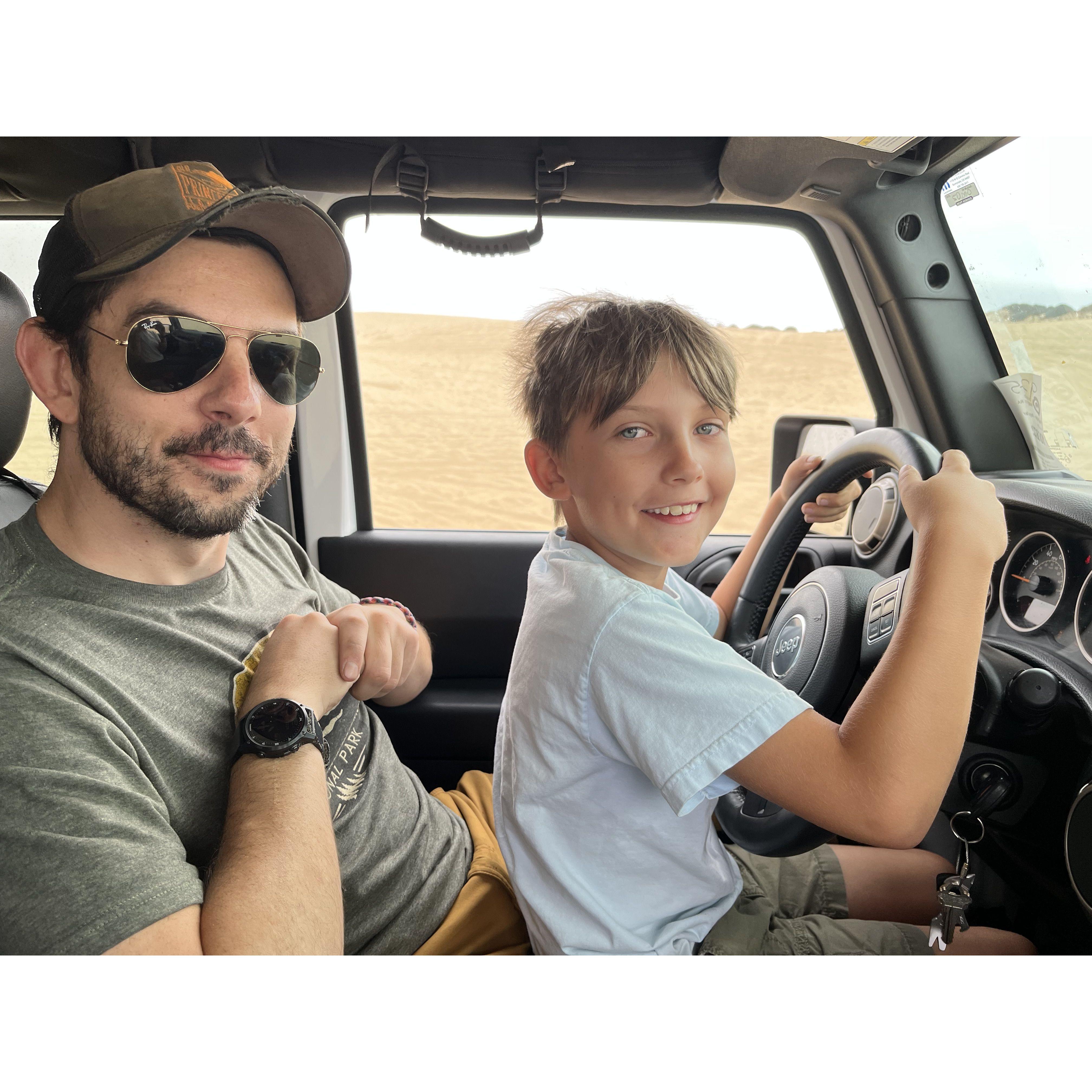 Ryan learning how to drive what will be his future jeep. He barely stalled! Pismo Dunes