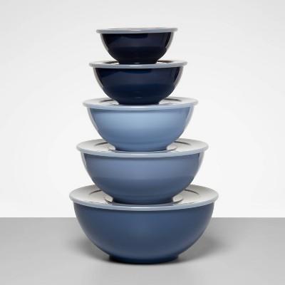 5pc Plastic Mixing Bowl Set with Lids Blue - Made By Design™