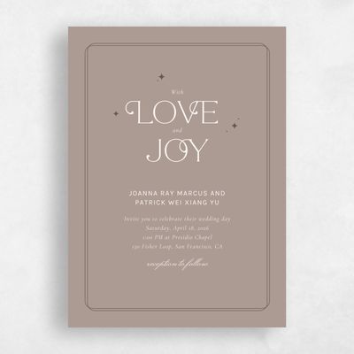 Rich Taupe, Brown Wedding Invitation - Jelani Portrait