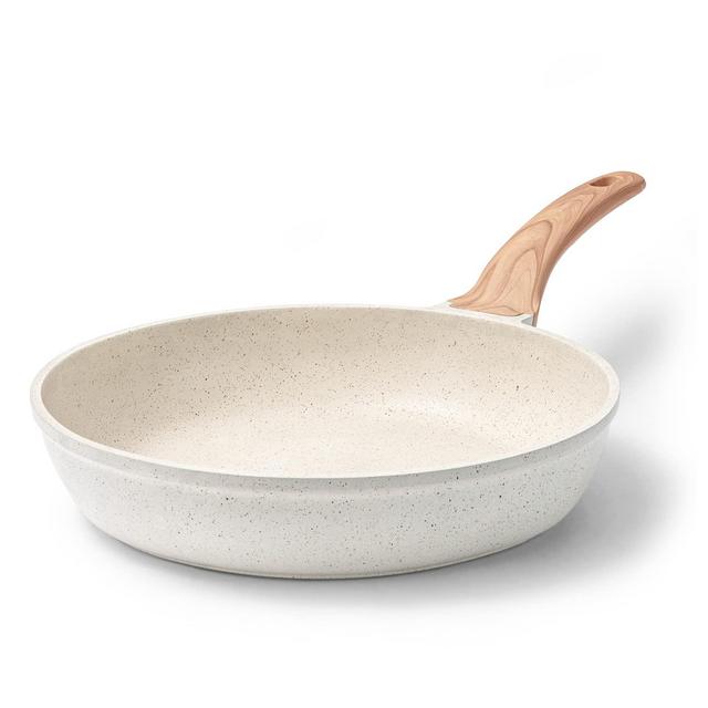 CAROTE White Nonstick Frying Pan Skillet, 10" Non Stick Granite Fry Pan Egg Pan Omelet Pans, Stone Cookware Chef's Pan, PFOA Free (White Granite, 10-Inch)