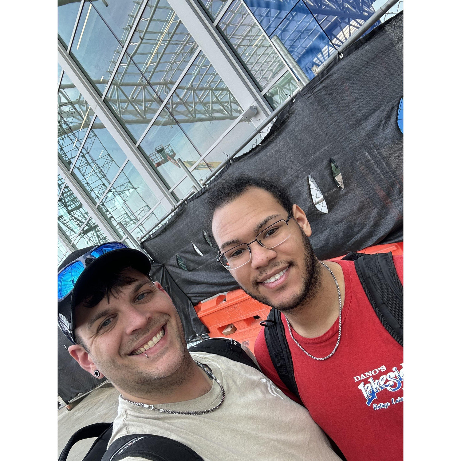When we landed in Charlotte, after Jake's first flight!