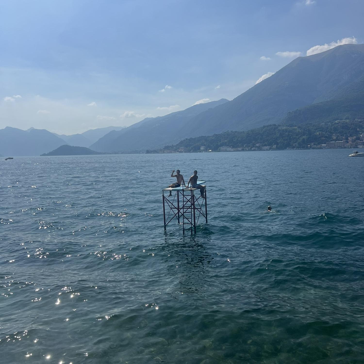 Swimming off dock @ Grand Hotel Villa Serbelloni