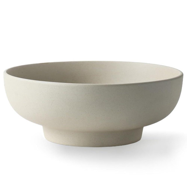 STE-CER Stoneware Fruit Bowl for Kitchen Counter,Large Ceramic Decorative Bowls for Home Decor,Entryway Pedestal Bowl for Keys- 10.5Inch (Greige)