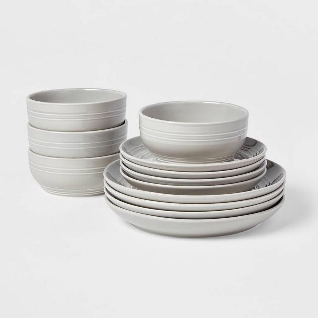 12pc Stoneware Westfield Dinnerware Set Gray - Threshold™