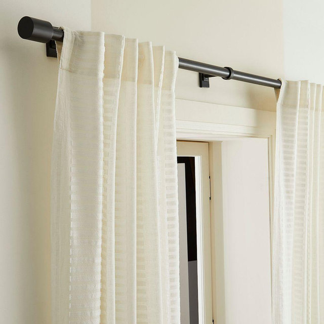 Linen/Cotton Ladder Sheer Curtain, White, 48x108