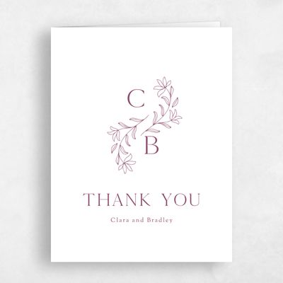 Deep Magenta, Red Wedding Thank You - Creston Classic