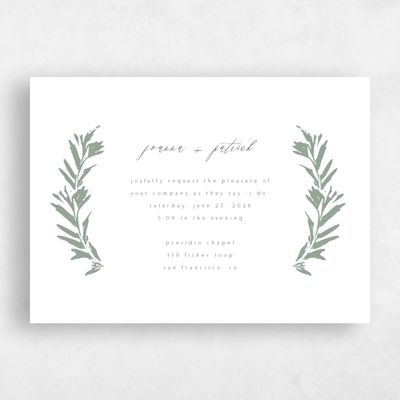Sage, White Wedding Invitation - Callahan Landscape