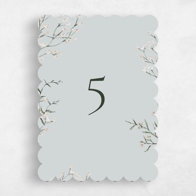 Blue Scalloped Wedding Table Number - Sweetbay