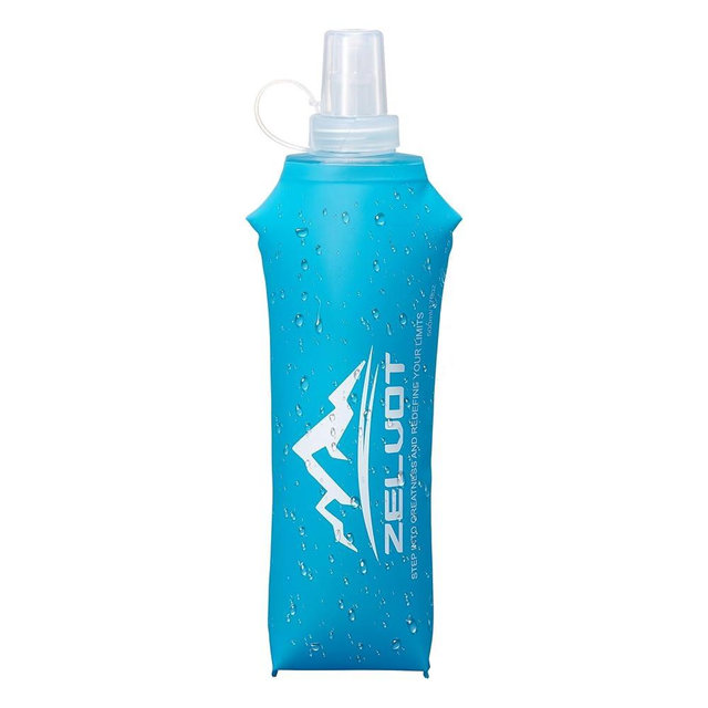 Zelvot Running Vest Soft Flask, BPA-Free 500ml Collapsible Water Bottle for Hydration Backpack, Folding Running Water Bottle for Marathon Hiking Cycling Climbing (Blue, 500 ML)