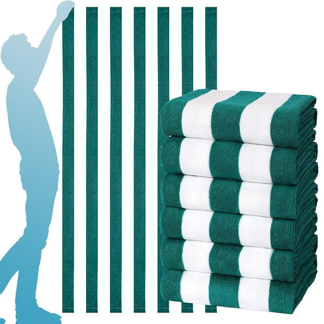 6 Packs Oversized 72x40 Inch Stripe Beach Towel Thin Terry Set XL Big Extra Large Accessories Essentials Soft Clearance Super Absorbent Pool Travel Bath Swim Camping Towels Bulk Men Women Adults Gift