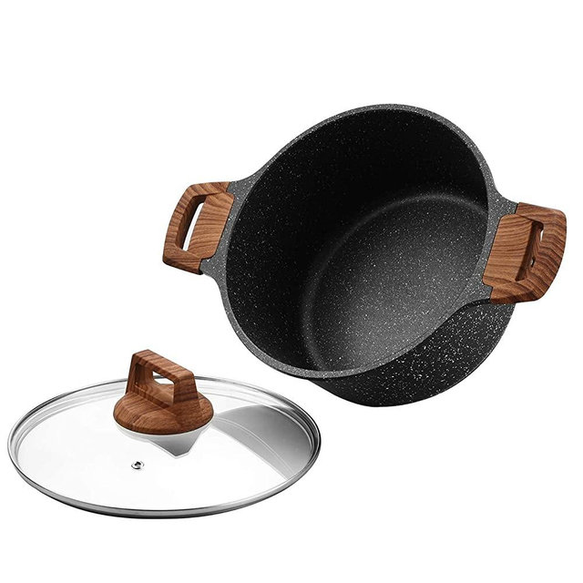 ESLITE LIFE Soup Pot with Lid 5 Quart Nonstick Induction Stock Pot Stone Stew Casserole Soup Pan with Granite Coating