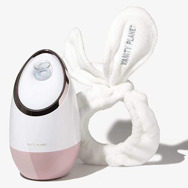 Vanity Planet Aira Ionic Facial Steamer (Rose Gold) - Pore Cleaner that Detoxifies, Cleanses and Moisturizes Skin, Adjustable Nozzle, Inbuilt Water Tank with 3 Essential oil Baskets