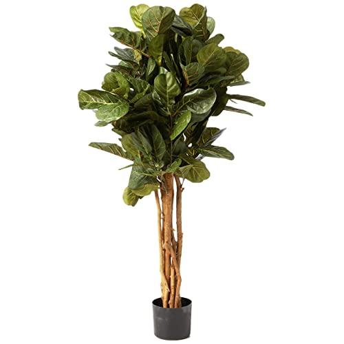 Nearly Natural 4’ Fiddle Leaf Fig Artificial Trees, 48in, Green