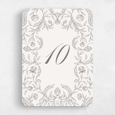 Grey Rounded Wedding Table Number - Loxley