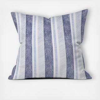 Blue and White Painted Stripe Throw Pillow