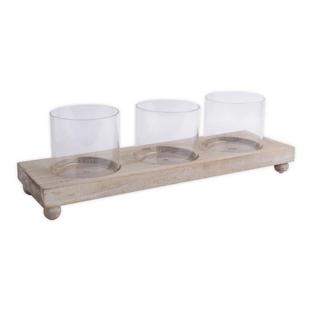 Bee & Willow™ 3-Glass Votive Holder with Wood Tray
