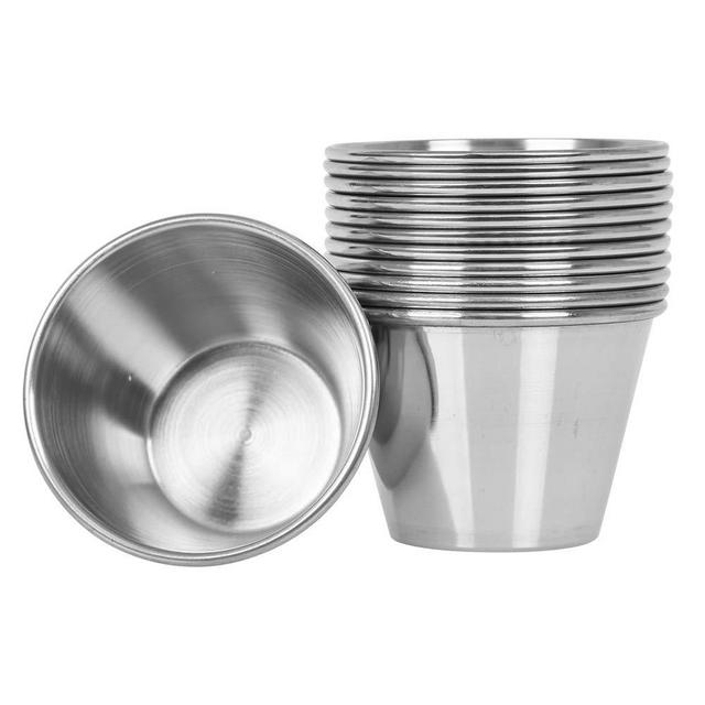 (12 Pack) Stainless Steel Sauce Cups 2.5 oz, Commercial Grade Dipping Sauce Cups, Individual Condiment Cups/Portion Cups/Ramekins by Tezzorio