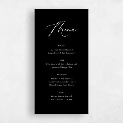 Black Wedding Menu - Merlo