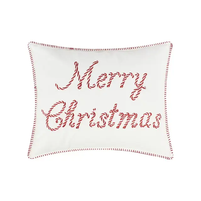 Peppermint Plaid Merry Christmas Pillow 16x22 -Levtex Home