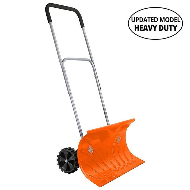 Ivation Snow Pusher Shovel with Wheels, 26" Wide with 6" Pivot Rolling Wheels, Large Wheeled Snow Shovel for Driveway, Adjustable Handle, Heavy Duty Construction