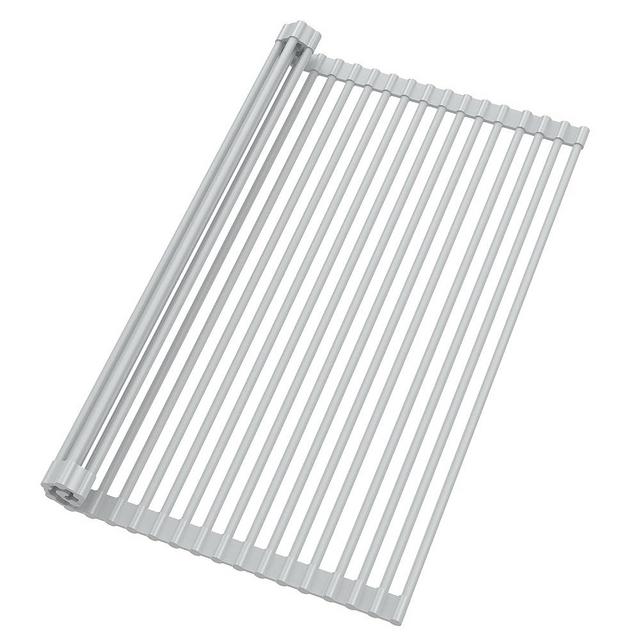 Roll Up Dish Drying Rack, Silicone Wrapped Over The Sink Multipurpose Foldable Dish Drainer Anti-Slip Coated Stainless Steel Dish Racks for Kitchen Counter, Sink Drying Rack (Gray, 20.5" x 17.3")