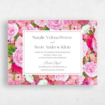 Pink Wedding Invitation - Horto Landscape