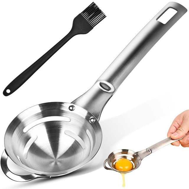 BooMetCheer Stainless Steel Egg Yolk White Separator for Raw Eggs,6-Hole Design, Quick Egg Yolk & White Separation, Kitchen Tool for Cooking & Baking