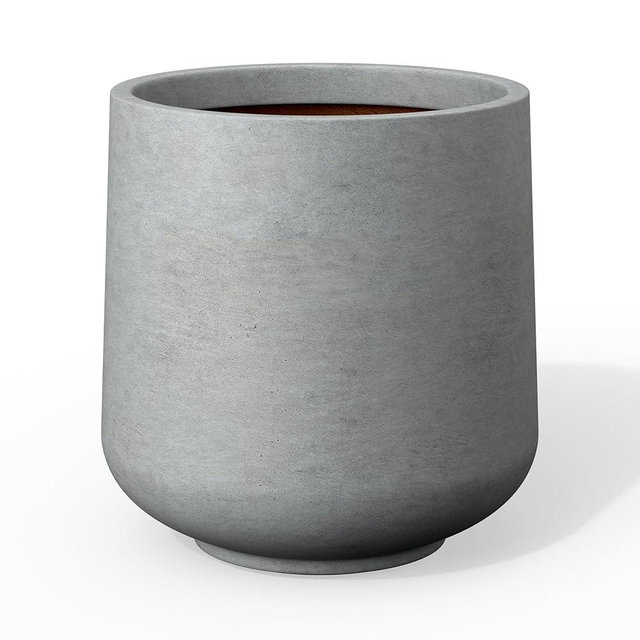 Kante 8.2" Dia Round Concrete Planter, Outdoor Indoor Large Plant Pots Containers with Drainage Hole and Rubber Plug for Home Garden Patio, Natural Concrete