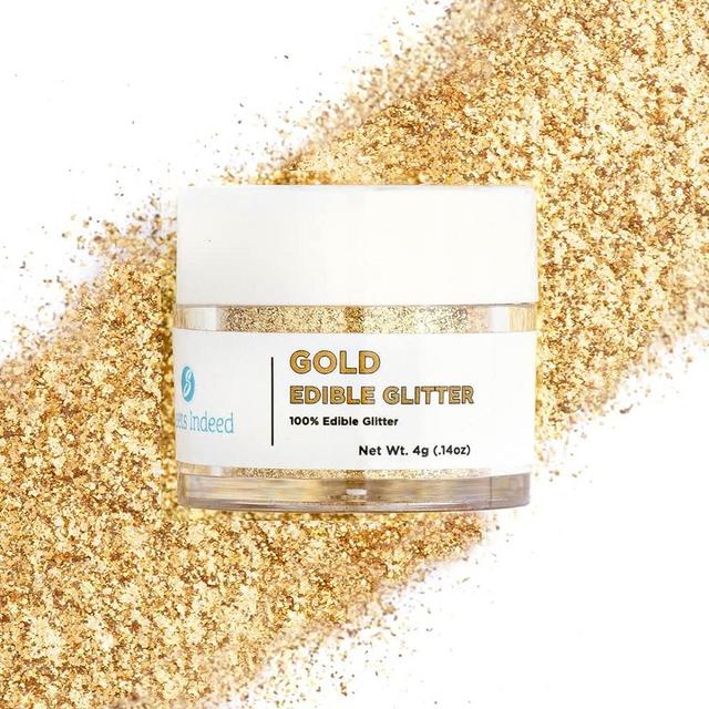 Sweets Indeed, Edible Glitter, Perfect for Drinks, Cocktails, Beverages & Cake Decorating, Dessert Cake Topper, Gift, 4 grams (Gold Edible Glitter)
