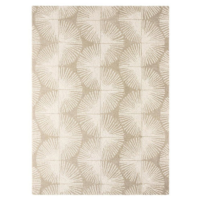 Nicole Miller New York Kendall Fluted Geo Handcrafted Area Rug, 100% Wool Rug, Taupe, 8'x10'